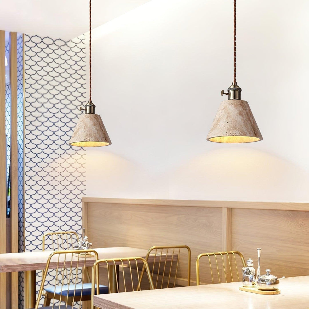 Moderne Travertin Hanglamp – Tijdloos Design voor Elke Ruimte