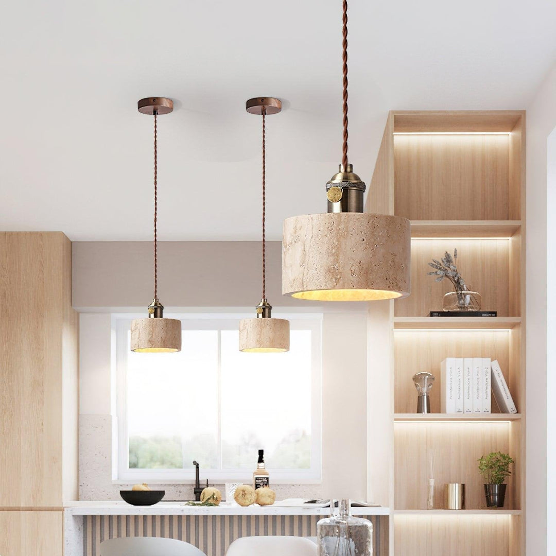 Moderne Travertin Hanglamp – Tijdloos Design voor Elke Ruimte