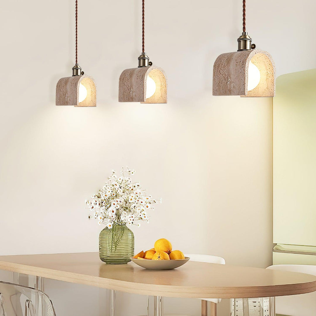 Moderne Travertin Hanglamp – Tijdloos Design voor Elke Ruimte