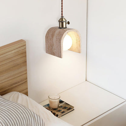 Moderne Travertin Hanglamp – Tijdloos Design voor Elke Ruimte