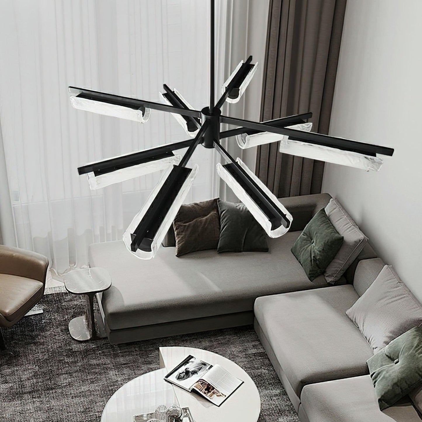 Amoslo Kroonluchter Zwart Messing – Elegant Design-light decor-De Bazelaar