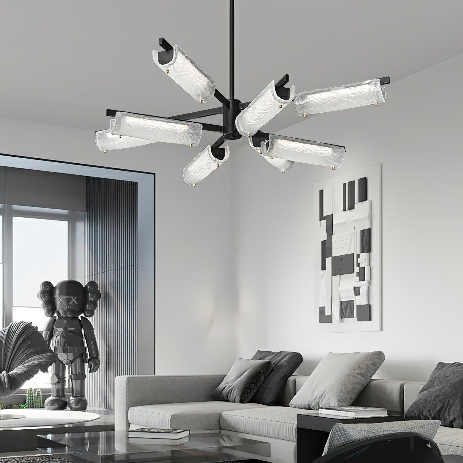 Amoslo Kroonluchter Zwart Messing – Elegant Design-light decor-De Bazelaar