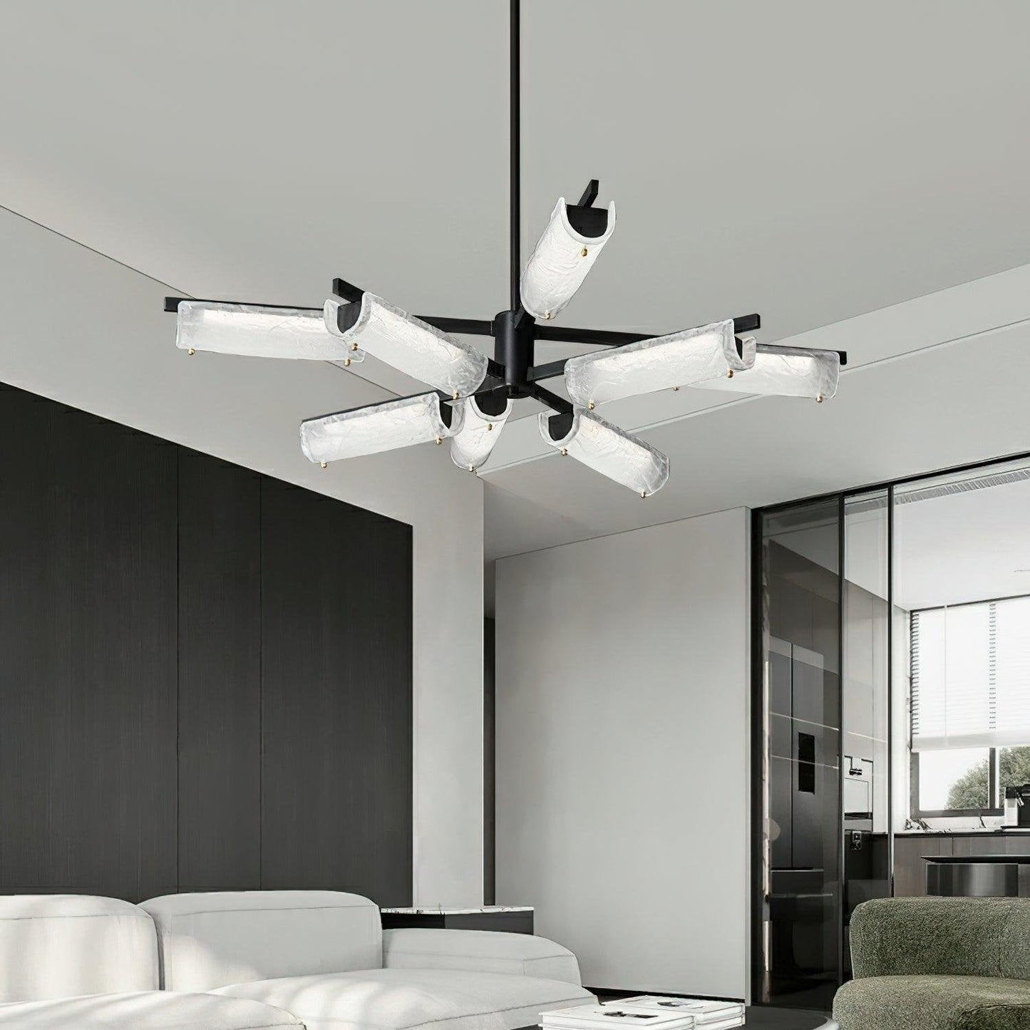 Amoslo Kroonluchter Zwart Messing – Elegant Design-light decor-De Bazelaar