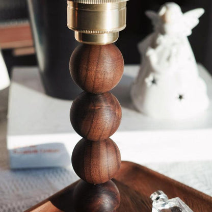 Moderne Dimbare Tafellamp van Notenhout en Glas-light decor-De Bazelaar