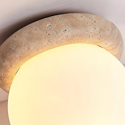 Plafondlamp Asteroid – Natuurlijke Travertijn Elegantie-light decor-De Bazelaar