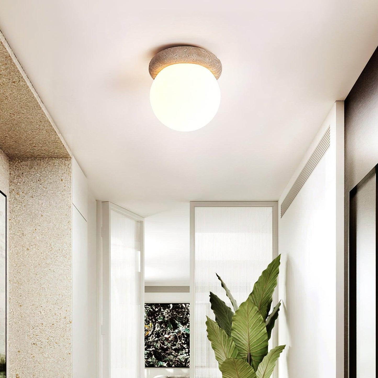 Plafondlamp Asteroid – Natuurlijke Travertijn Elegantie-light decor-De Bazelaar