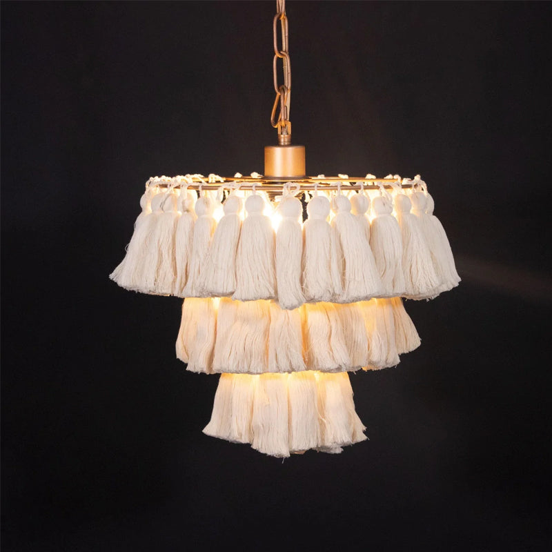 Boheemse Hanglamp met Stoffen Franje-light decor-De Bazelaar