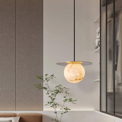 Luxe Sferische Tafellamp van Messing en Alabaster-light decor-De Bazelaar