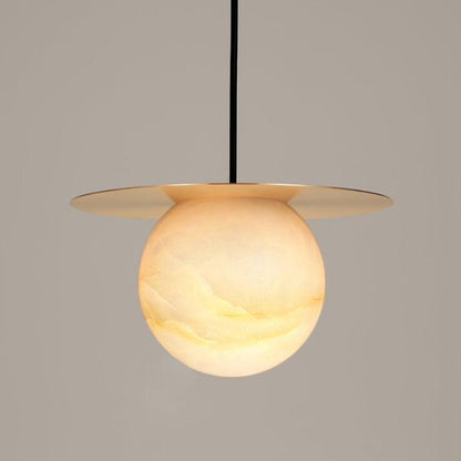 Luxe Sferische Tafellamp van Messing en Alabaster-light decor-De Bazelaar