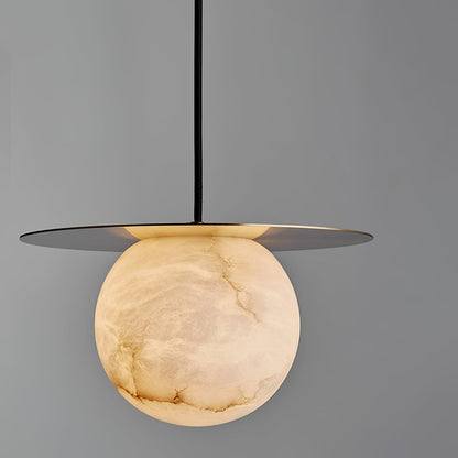 Luxe Sferische Tafellamp van Messing en Alabaster-light decor-De Bazelaar