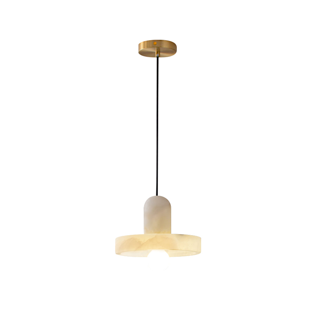 Moderne Witte Alabaster Hanglamp met Marmeren Lampenkap-light decor-De Bazelaar