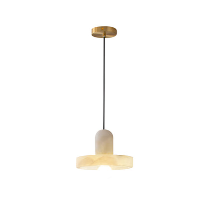 Moderne Witte Alabaster Hanglamp met Marmeren Lampenkap-light decor-De Bazelaar