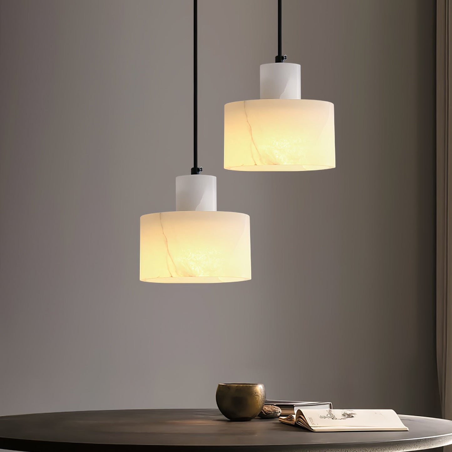 Cilindrische Hanglamp in Alabaster – Elegant en Uniek-light decor-De Bazelaar