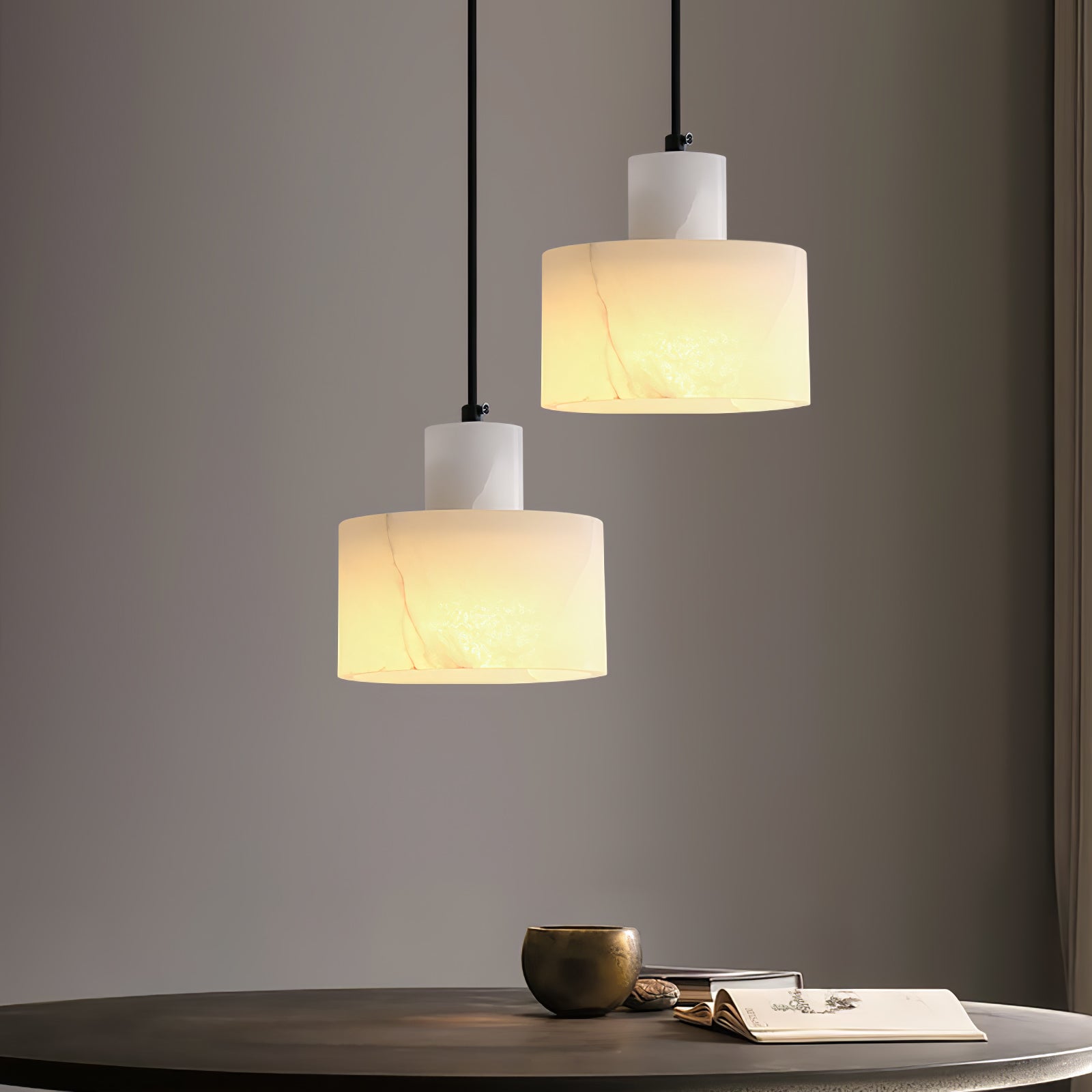 Cilindrische Hanglamp in Alabaster – Elegant en Uniek-light decor-De Bazelaar