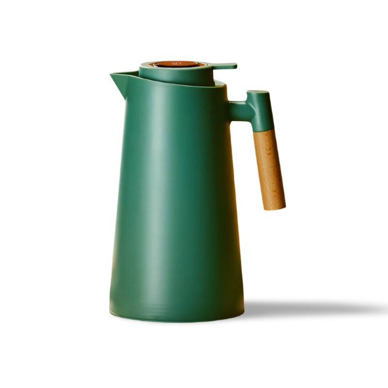 Thermoskan - Temperatuurweergave - Houten Handvat - Stijlvol en Functioneel-Coffee & Tea-De Bazelaar
