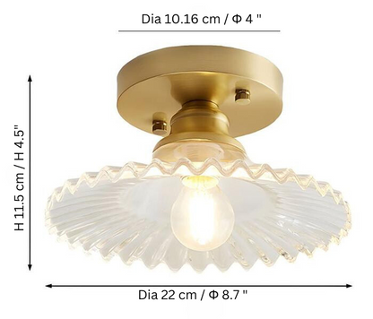 Vintage Plafondlamp van Ribbelglas-light decor-De Bazelaar