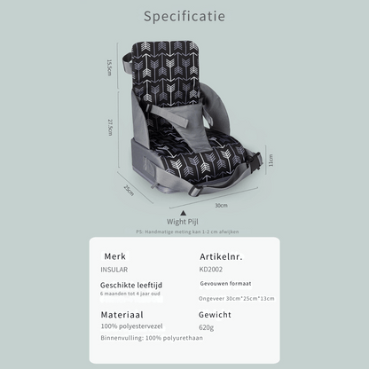 Kind Verhoger Stoel - Wasbaar Stoeltje met Veiligheidsgordel