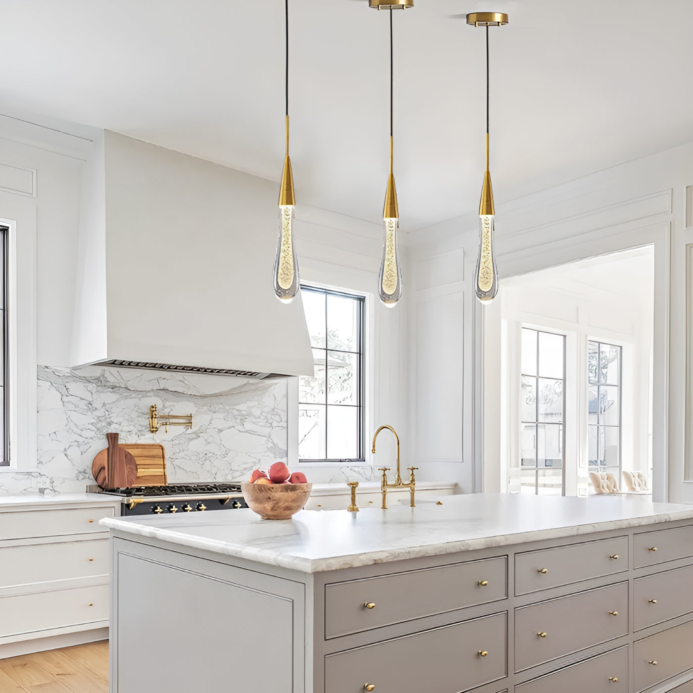 Gouden Druppel Kristallen Hanglamp-light decor-De Bazelaar