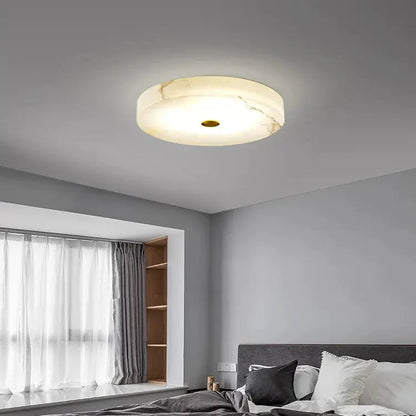 Luxe Ronde Inbouw LED Plafondlamp van Marmer en Koper-light decor-De Bazelaar