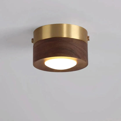 WoodenGlow - Walnoot Plafondlamp met LED Schijnwerper