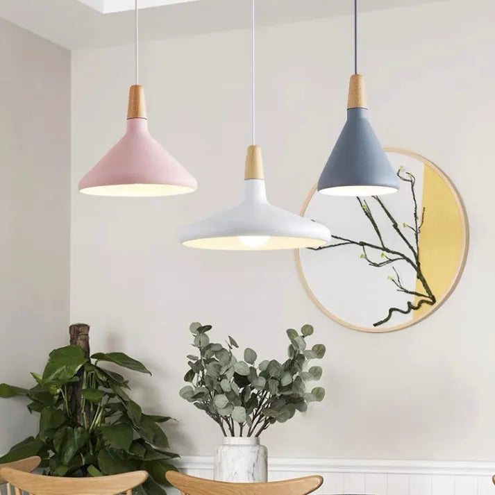 Conische Metalen Hanglamp Macaron - Minimalistisch en Stijlvol Description:-light decor-De Bazelaar
