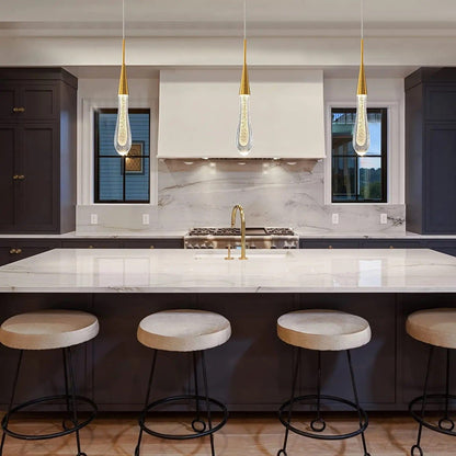 Gouden Druppel Kristallen Hanglamp-light decor-De Bazelaar