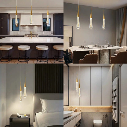 Gouden Druppel Kristallen Hanglamp-light decor-De Bazelaar