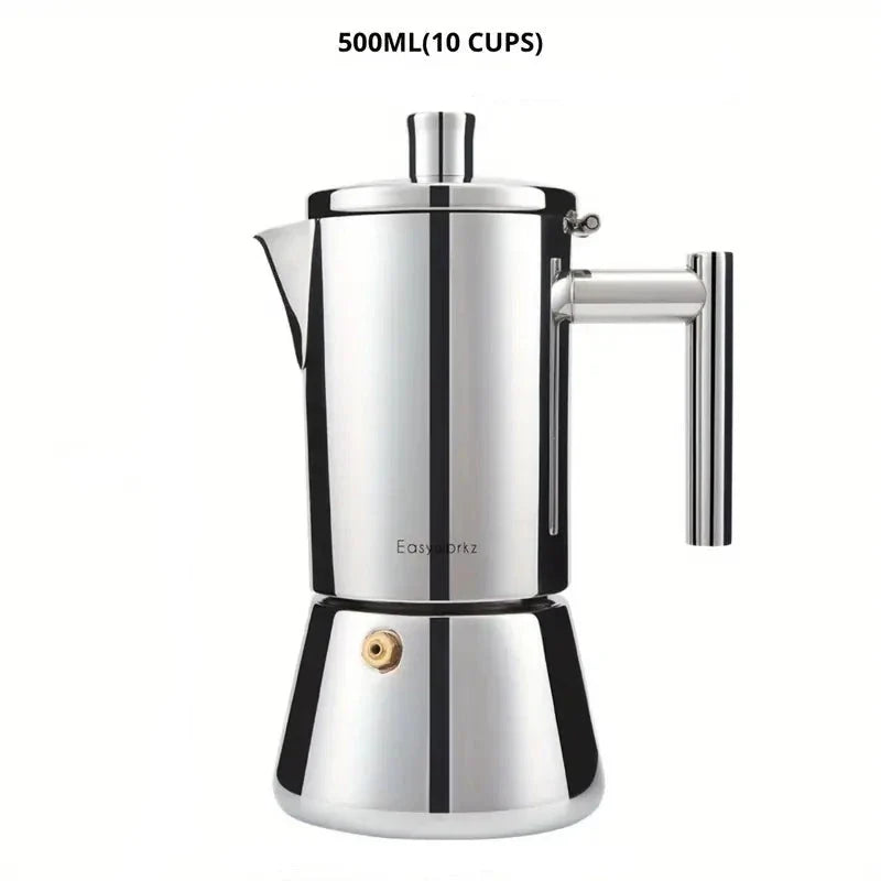 Italiaanse Moka Pot - RVS Design - Perfecte Koffie Snel en Eenvoudig-Coffee & Tea-De Bazelaar