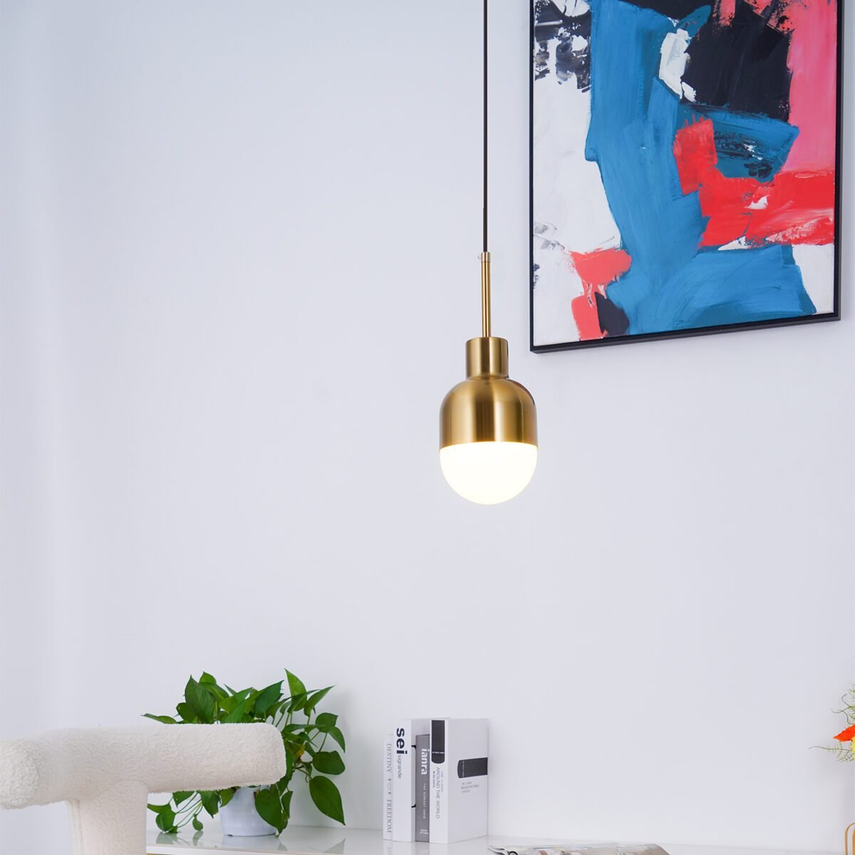 Niku Hanglamp – Luxe Messing & Glas Design-light decor-De Bazelaar