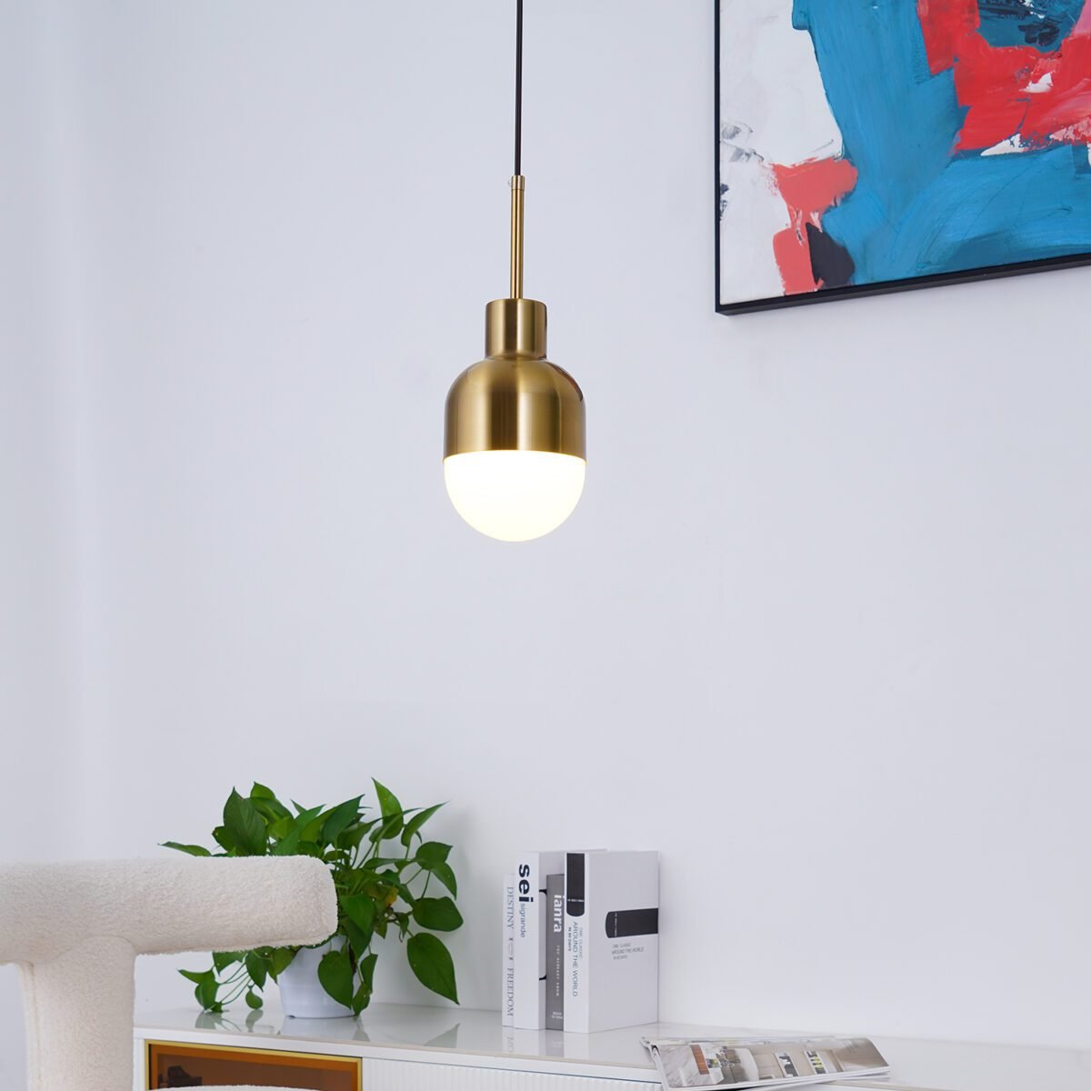 Niku Hanglamp – Luxe Messing & Glas Design-light decor-De Bazelaar