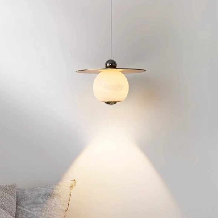 Aluminium LED Hanglamp met Marmer Design-light decor-De Bazelaar
