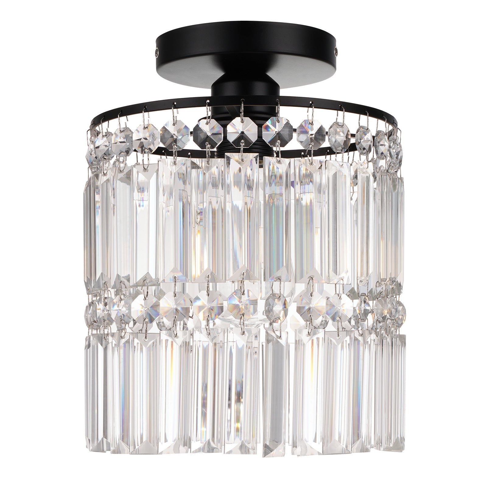 Luxe Kristallen Plafondlamp met Koperen Afwerking-light decor-De Bazelaar
