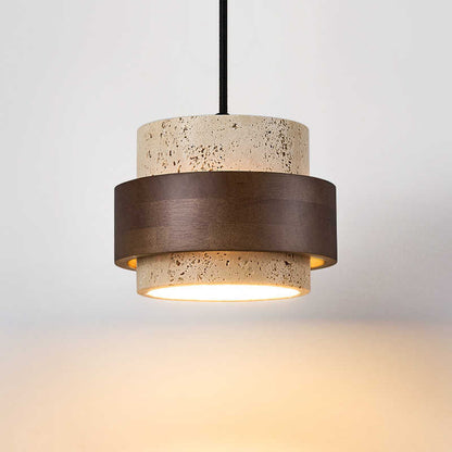 Retro Minimalistische Hanglamp met Gele Travertin-light decor-De Bazelaar