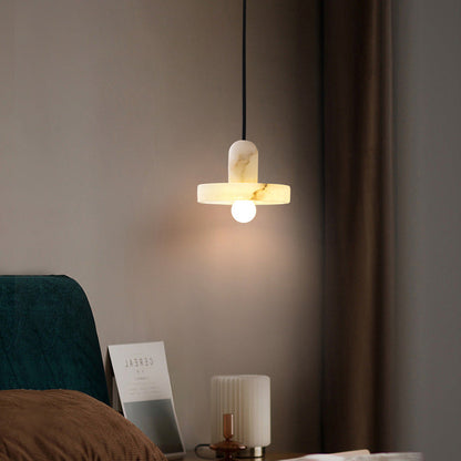 Moderne Witte Alabaster Hanglamp met Marmeren Lampenkap-light decor-De Bazelaar