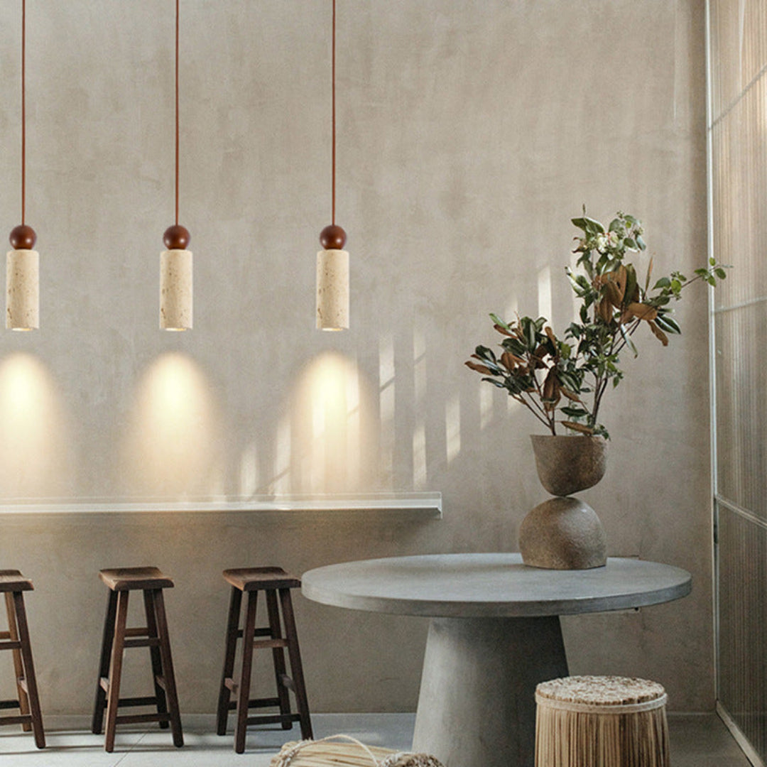 Moderne Travertin Hanglamp in Japanse Stijl – Elegantie en Rust