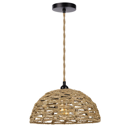 Retro Handgeweven Hanglamp Katoen en Zeewier-light decor-De Bazelaar