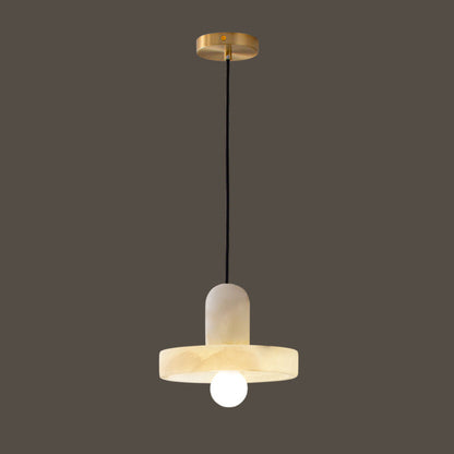 Moderne Witte Alabaster Hanglamp met Marmeren Lampenkap-light decor-De Bazelaar