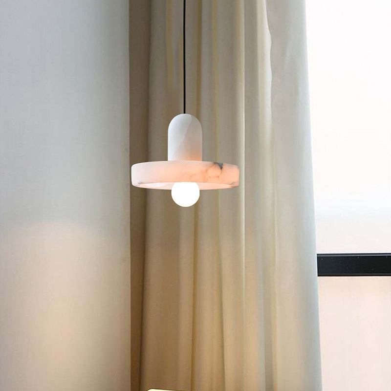 Moderne Witte Alabaster Hanglamp met Marmeren Lampenkap-light decor-De Bazelaar
