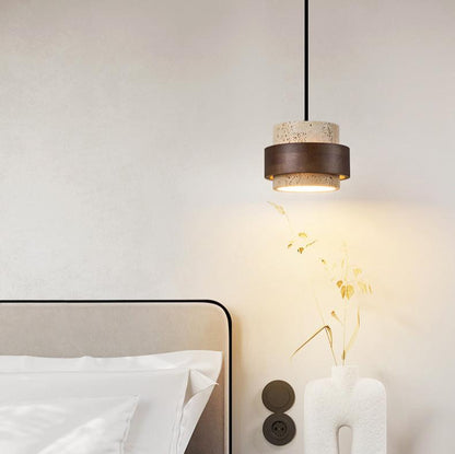 Retro Minimalistische Hanglamp met Gele Travertin-light decor-De Bazelaar