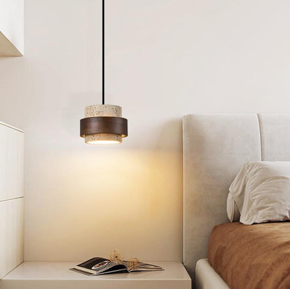 Retro Minimalistische Hanglamp met Gele Travertin-light decor-De Bazelaar
