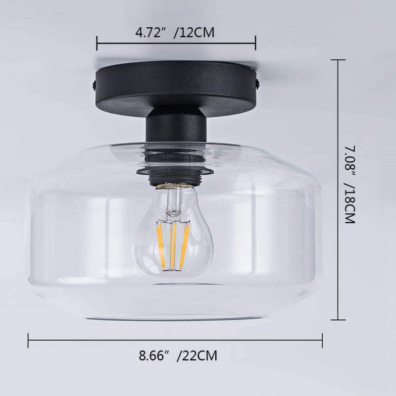 Retro Glazen Plafondlamp met Metalen Basis-light decor-De Bazelaar