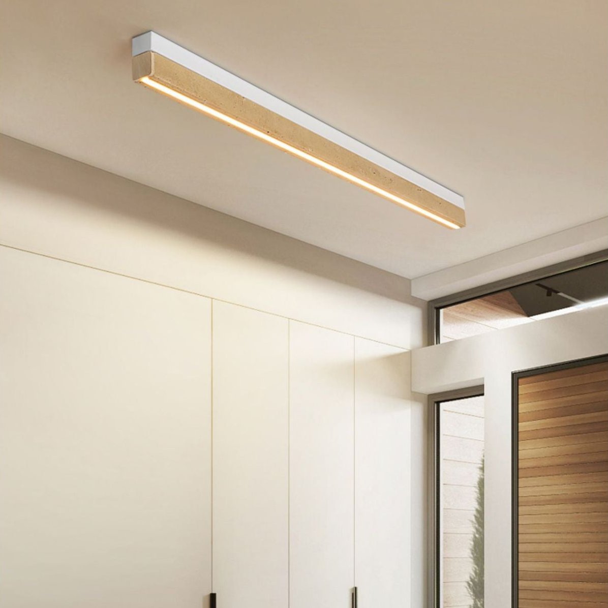 Moderne Travertijn Plafondlamp met LED-light decor-De Bazelaar