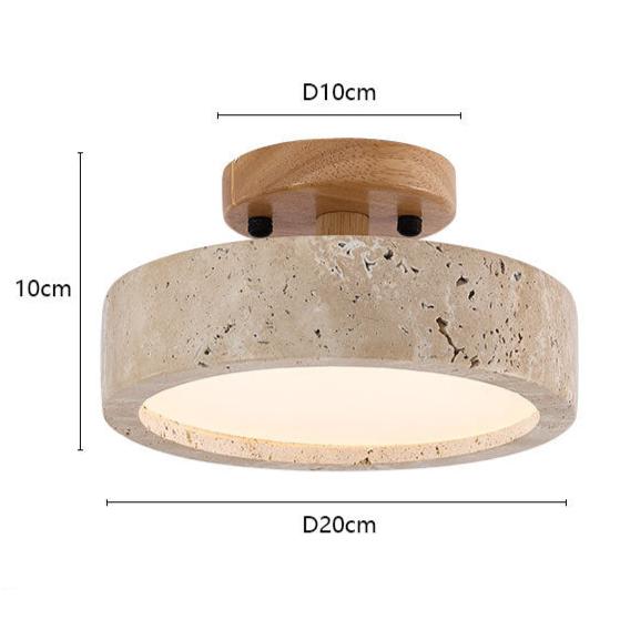 Ronde Gele Travertin Plafondlamp met Slimme LED-light decor-De Bazelaar