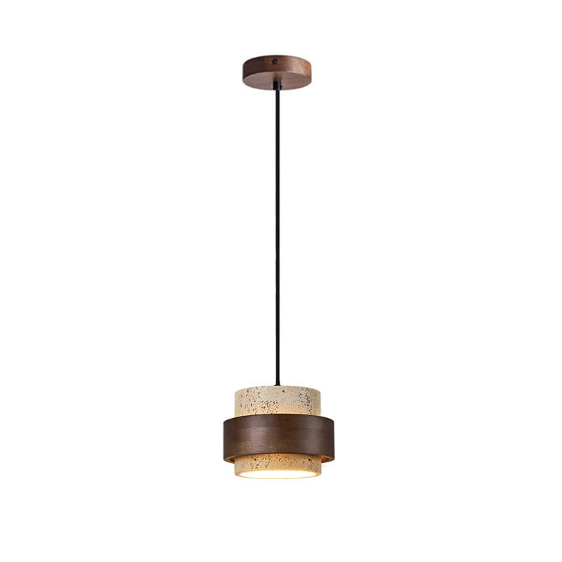 Retro Minimalistische Hanglamp met Gele Travertin-light decor-De Bazelaar