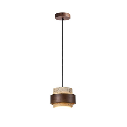 Retro Minimalistische Hanglamp met Gele Travertin-light decor-De Bazelaar