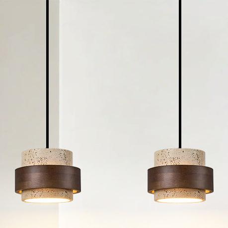 Retro Minimalistische Hanglamp met Gele Travertin-light decor-De Bazelaar