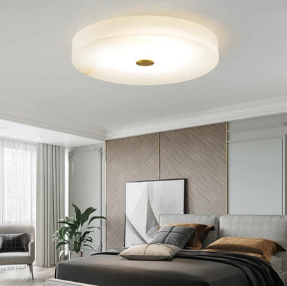 Luxe Ronde Inbouw LED Plafondlamp van Marmer en Koper-light decor-De Bazelaar