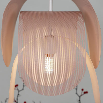 Geperforeerde metalen hanglamp in elegante rosé afwerking