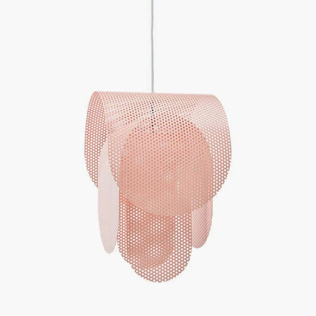 Geperforeerde metalen hanglamp in elegante rosé afwerking