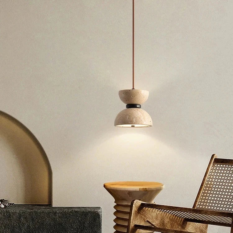 LED Hanglamp Travertijnsteen – Minimalistisch Design-light decor-De Bazelaar